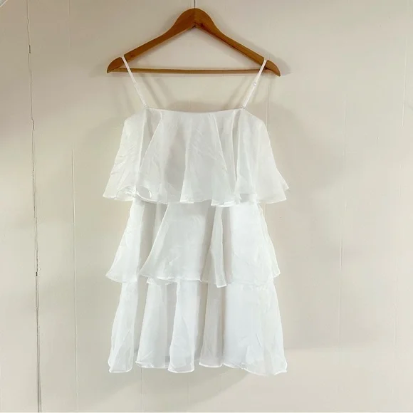 Abercrombie & Fitch White Strapless Tiered Mini Dress - Picture 3 of 5